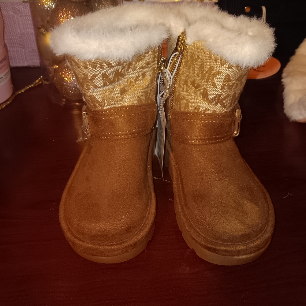 Brown and Gold Fur-Lined Boots